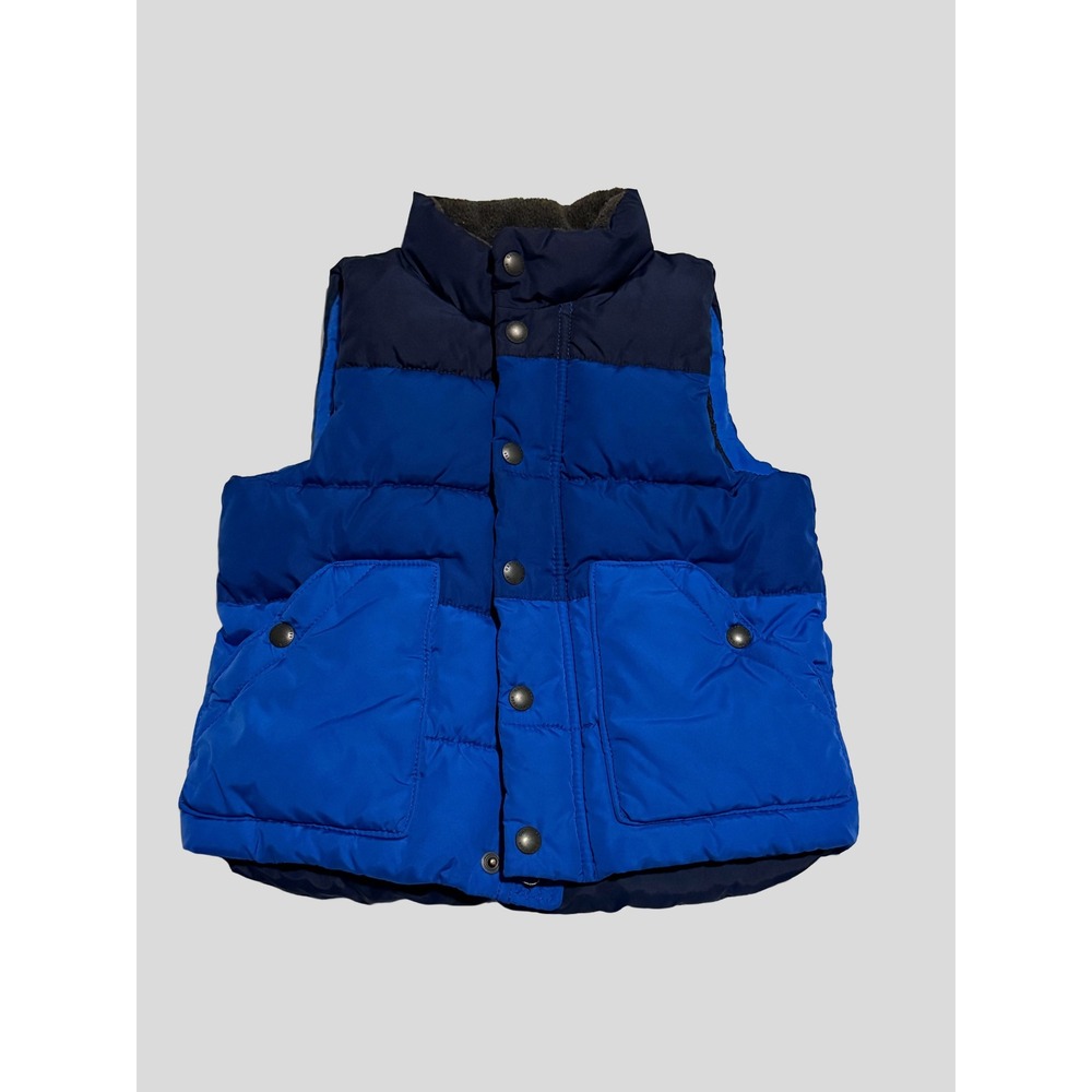 Baby Gap Boys Blue Colorblock Puffer Vest Fleece Lined Size 3T Toddler